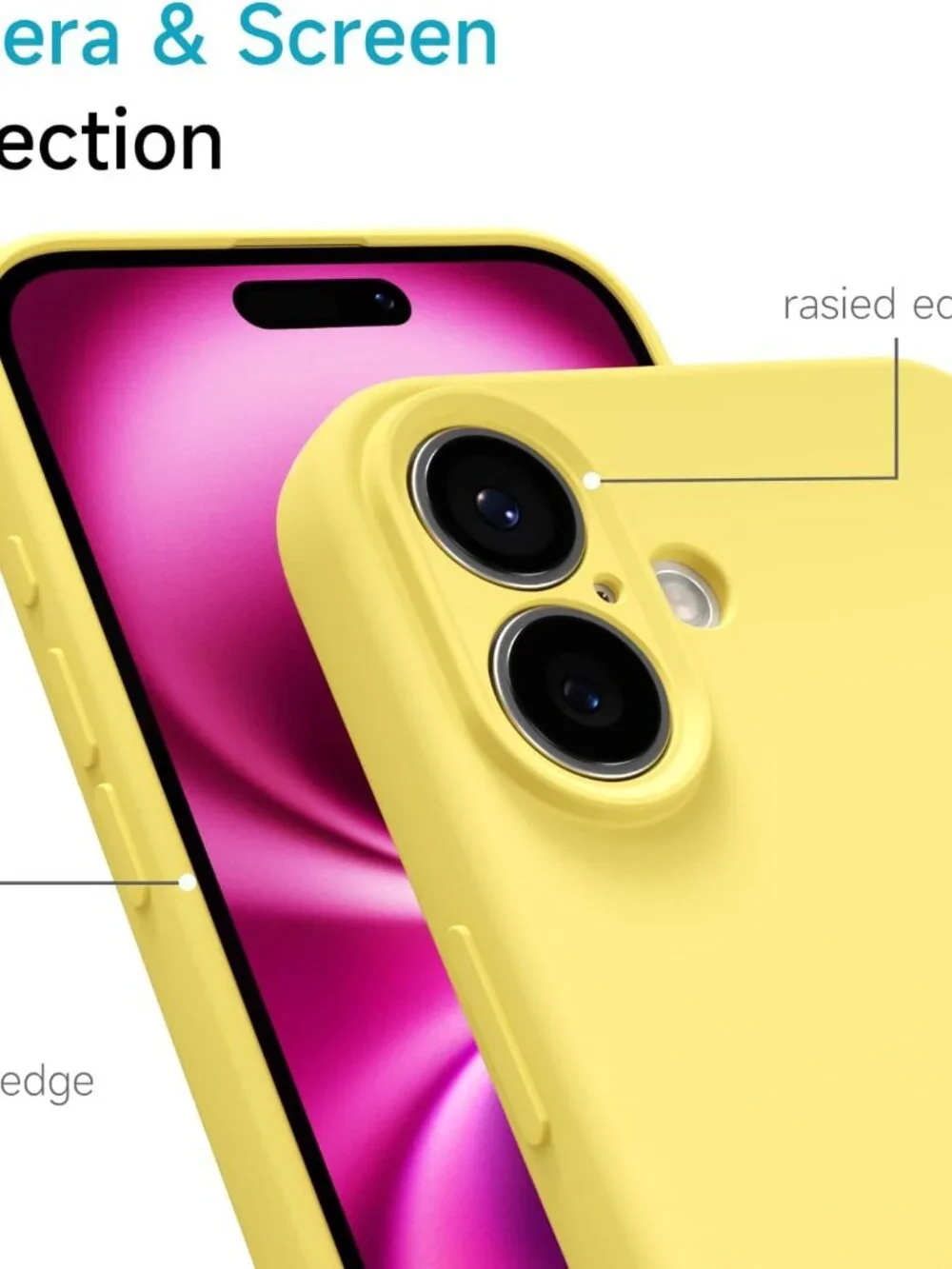 Slim Liquid Silicone iPhone 16 Plus Case, Wireless Recharging Compatible, Yellow